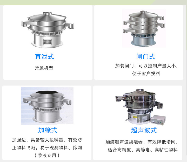 大漢旋振篩根據(jù)不同行業(yè)的要求分為直泄式、閘門式、加緣式、超聲波式等設(shè)計